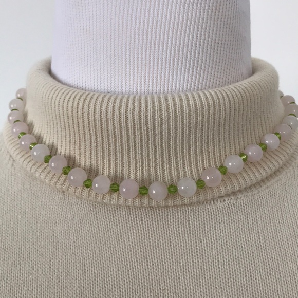 Lilly Pulitzer Pink Quartz and Peridot Choker